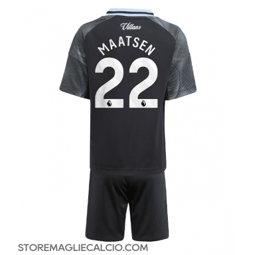 Aston Villa Ian Maatsen #22 Maglia Gara Trasferta Repliche 2025-26 Bambino Maniche Corte Aston Villa Ian Maatsen #22 Maglia Gara Trasferta Repliche 2025-26 Bambino Maniche Corte